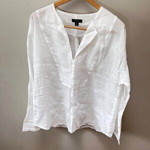 NEW J. Crew Long-sleeve ramie tunic top in white-‎ Size Small